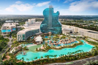 Luxury resort with lagoon pools and waterfront amenities