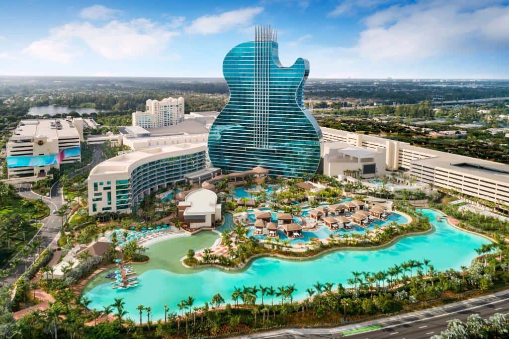 Luxury resort with lagoon pools and waterfront amenities